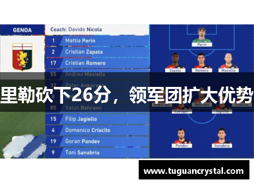 里勒砍下26分，领军团扩大优势